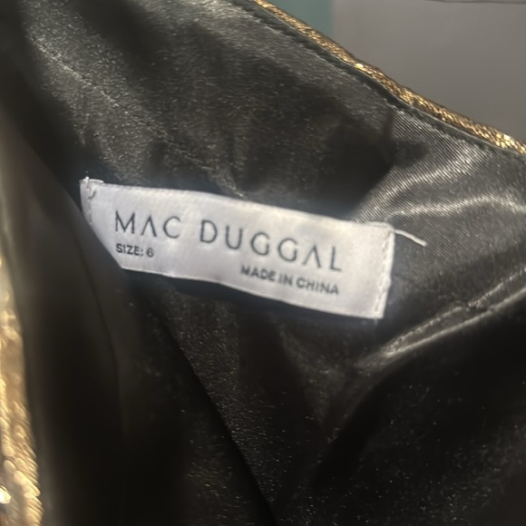 MAC DUGGAL 67297 ONE SHOULDER METALLIC ANTIQUE BRONZE BALL-GOWN sz 6 - Picture 5 of 12